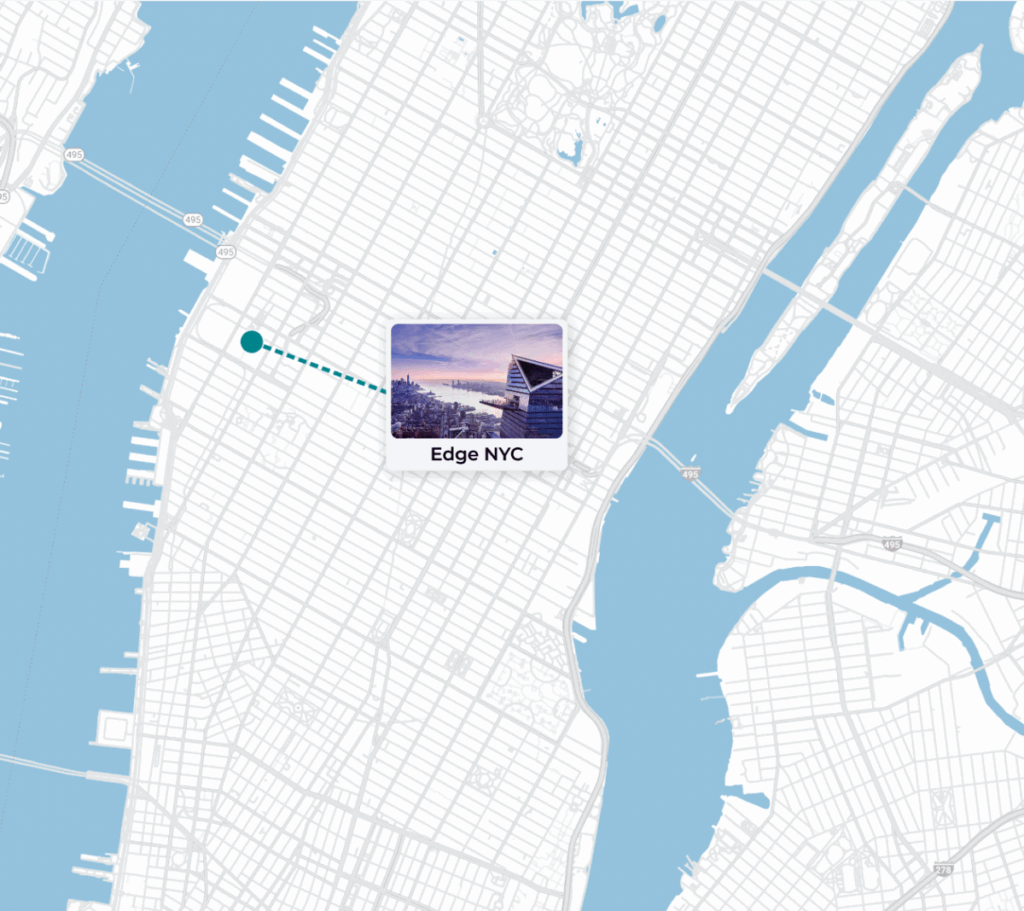 Map showing location of Edge NYC in Manhattan.